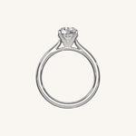 Load image into Gallery viewer, The Solienne – Cathedral Solitaire Hidden Halo Engagement Ring
