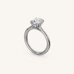 Load image into Gallery viewer, The Solienne – Cathedral Solitaire Hidden Halo Engagement Ring
