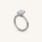 Load image into Gallery viewer, The Solienne – Cathedral Solitaire Hidden Halo Engagement Ring

