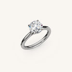 Load image into Gallery viewer, The Solienne – Cathedral Solitaire Hidden Halo Engagement Ring
