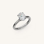 Load image into Gallery viewer, The Solienne – Cathedral Solitaire Hidden Halo Engagement Ring
