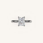 Load image into Gallery viewer, The Solienne – Cathedral Solitaire Hidden Halo Engagement Ring
