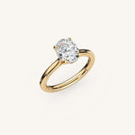 Load image into Gallery viewer, The Solienne – Cathedral Solitaire Hidden Halo Engagement Ring

