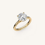 Load image into Gallery viewer, The Solienne – Cathedral Solitaire Hidden Halo Engagement Ring
