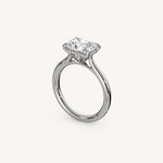 Load image into Gallery viewer, The Solienne – Cathedral Solitaire Hidden Halo Engagement Ring (E-W)
