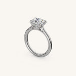 Load image into Gallery viewer, The Solienne – Cathedral Solitaire Hidden Halo Engagement Ring (E-W)

