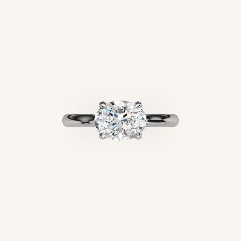 The Solienne – Cathedral Solitaire Hidden Halo Engagement Ring (E-W)