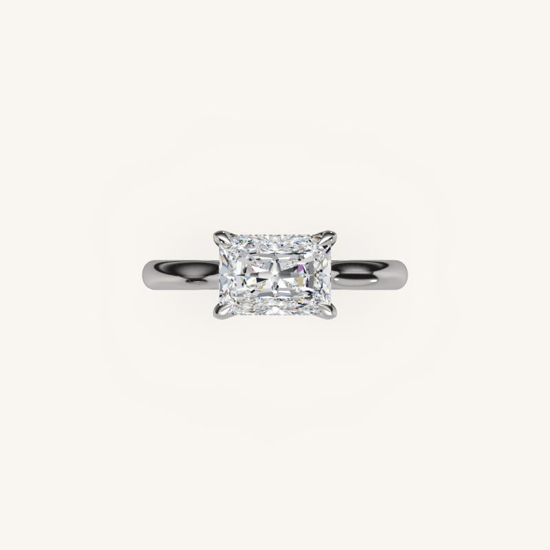The Solienne – Cathedral Solitaire Hidden Halo Engagement Ring (E-W)
