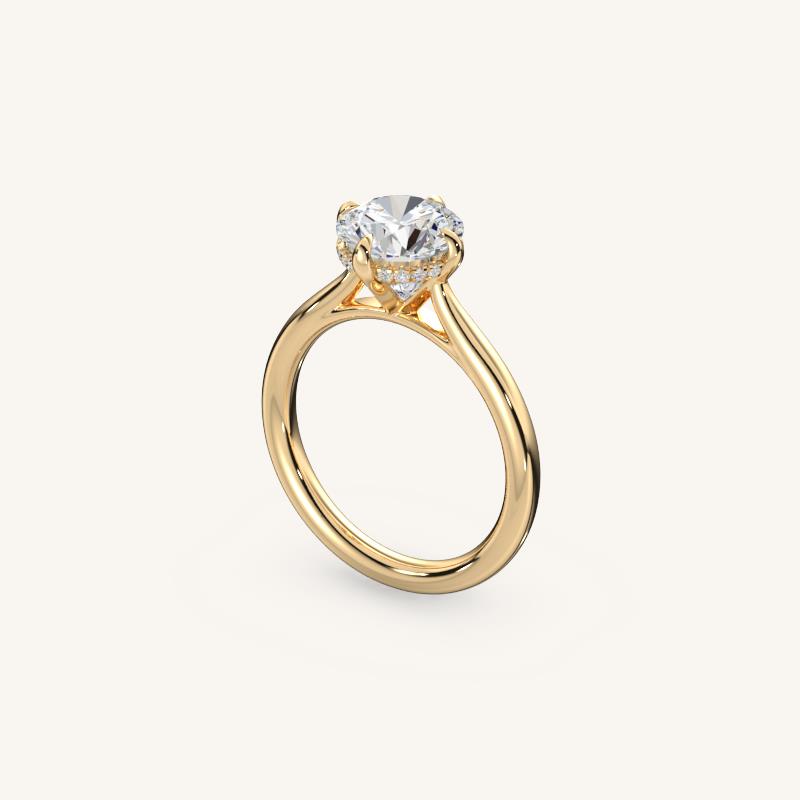 The Solienne – Cathedral Solitaire Hidden Halo Engagement Ring (E-W)