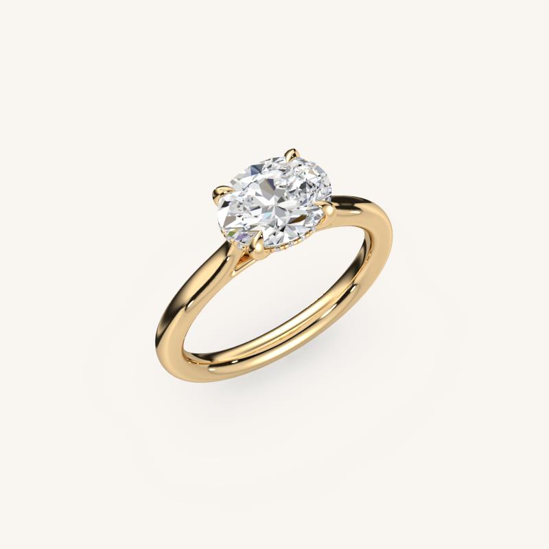 The Solienne – Cathedral Solitaire Hidden Halo Engagement Ring (E-W)