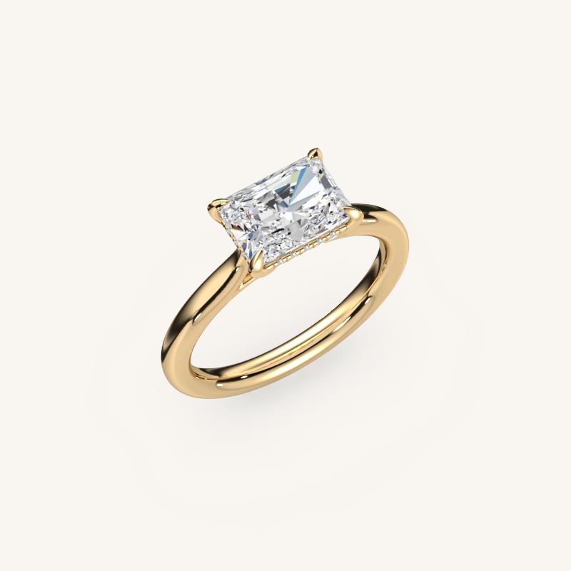 The Solienne – Cathedral Solitaire Hidden Halo Engagement Ring (E-W)