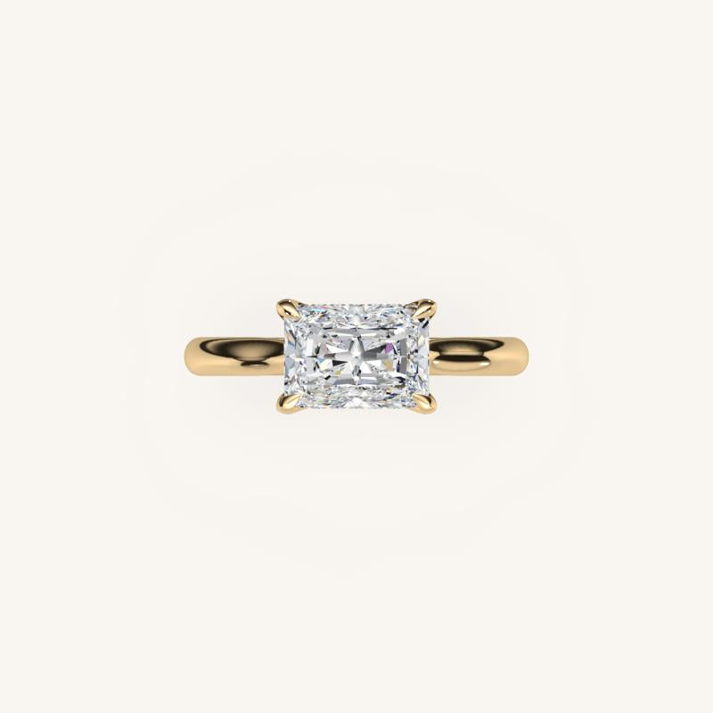 The Solienne – Cathedral Solitaire Hidden Halo Engagement Ring (E-W)