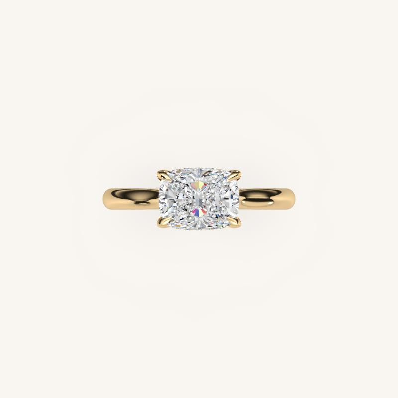 The Solienne – Cathedral Solitaire Hidden Halo Engagement Ring (E-W)