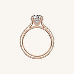 Load image into Gallery viewer, The Solienne – Cathedral Solitaire Hidden Halo Engagement Ring
