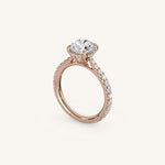 Load image into Gallery viewer, The Solienne – Cathedral Solitaire Hidden Halo Engagement Ring
