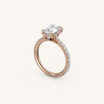 Load image into Gallery viewer, The Solienne – Cathedral Solitaire Hidden Halo Engagement Ring
