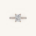 Load image into Gallery viewer, The Solienne – Cathedral Solitaire Hidden Halo Engagement Ring

