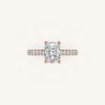 Load image into Gallery viewer, The Solienne – Cathedral Solitaire Hidden Halo Engagement Ring
