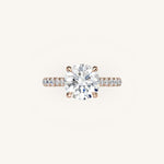 Load image into Gallery viewer, The Solienne – Cathedral Solitaire Hidden Halo Engagement Ring
