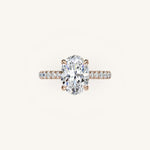 Load image into Gallery viewer, The Solienne – Cathedral Solitaire Hidden Halo Engagement Ring
