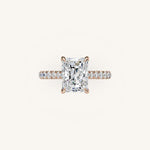 Load image into Gallery viewer, The Solienne – Cathedral Solitaire Hidden Halo Engagement Ring
