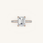 Load image into Gallery viewer, The Solienne – Cathedral Solitaire Hidden Halo Engagement Ring
