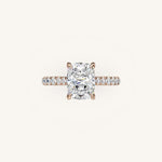 Load image into Gallery viewer, The Solienne – Cathedral Solitaire Hidden Halo Engagement Ring
