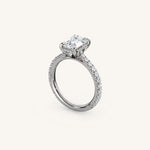 Load image into Gallery viewer, The Solienne – Cathedral Solitaire Hidden Halo Engagement Ring
