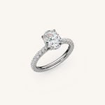 Load image into Gallery viewer, The Solienne – Cathedral Solitaire Hidden Halo Engagement Ring
