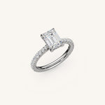 Load image into Gallery viewer, The Solienne – Cathedral Solitaire Hidden Halo Engagement Ring
