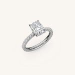 Load image into Gallery viewer, The Solienne – Cathedral Solitaire Hidden Halo Engagement Ring
