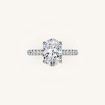 Load image into Gallery viewer, The Solienne – Cathedral Solitaire Hidden Halo Engagement Ring
