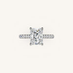 Load image into Gallery viewer, The Solienne – Cathedral Solitaire Hidden Halo Engagement Ring
