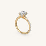 Load image into Gallery viewer, The Solienne – Cathedral Solitaire Hidden Halo Engagement Ring
