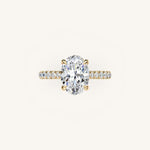 Load image into Gallery viewer, The Solienne – Cathedral Solitaire Hidden Halo Engagement Ring
