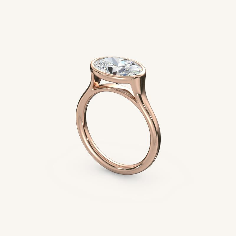 The Lunea – Floating Bezel Solitaire Engagement Ring (E-W)