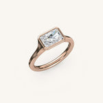 Load image into Gallery viewer, The Lunea – Floating Bezel Solitaire Engagement Ring (E-W)
