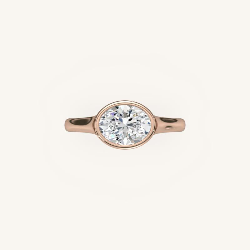 The Lunea – Floating Bezel Solitaire Engagement Ring (E-W)