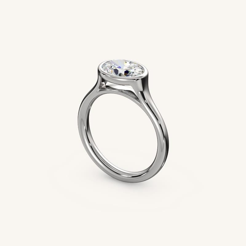 The Lunea – Floating Bezel Solitaire Engagement Ring (E-W)