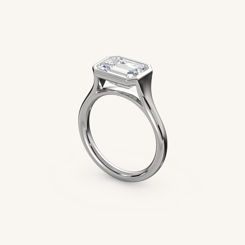 The Lunea – Floating Bezel Solitaire Engagement Ring (E-W)