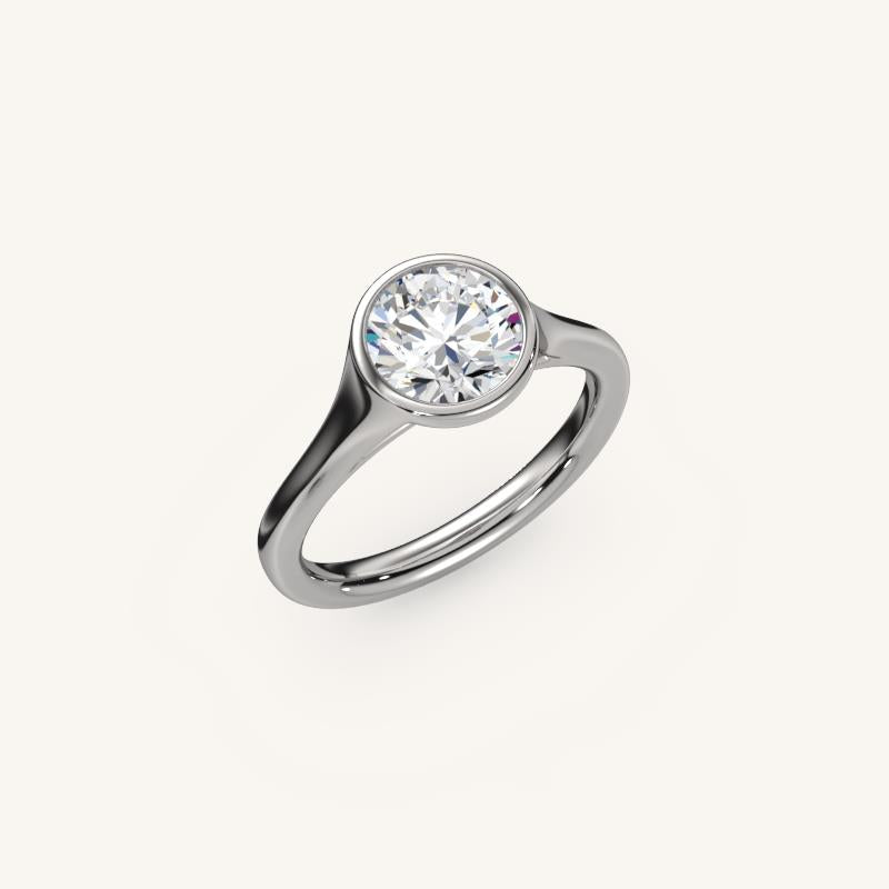 The Lunea – Floating Bezel Solitaire Engagement Ring (E-W)