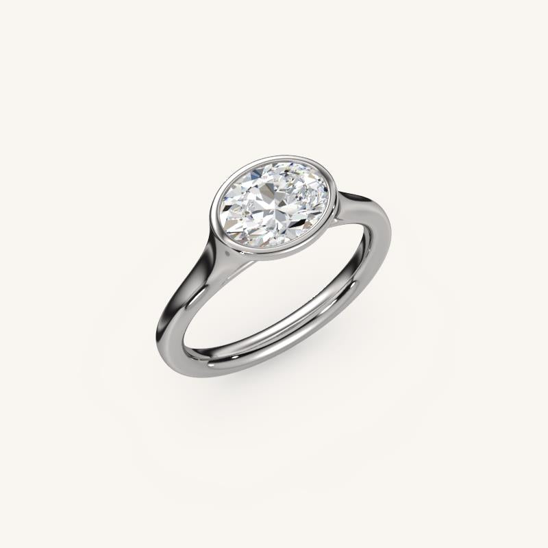 The Lunea – Floating Bezel Solitaire Engagement Ring (E-W)
