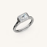 Load image into Gallery viewer, The Lunea – Floating Bezel Solitaire Engagement Ring (E-W)
