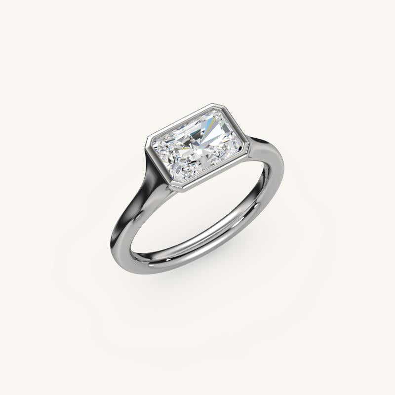 The Lunea – Floating Bezel Solitaire Engagement Ring (E-W)
