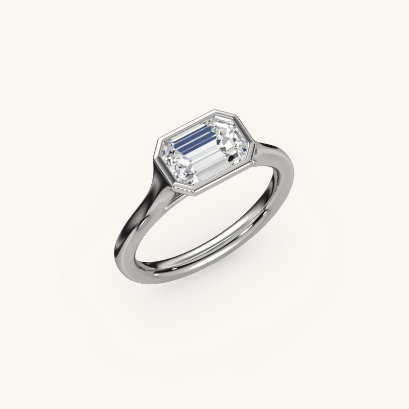 The Lunea – Floating Bezel Solitaire Engagement Ring (E-W)