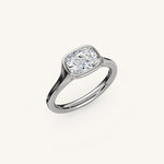 Load image into Gallery viewer, The Lunea – Floating Bezel Solitaire Engagement Ring (E-W)
