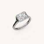 Load image into Gallery viewer, The Lunea – Floating Bezel Solitaire Engagement Ring (E-W)
