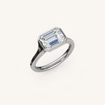 Load image into Gallery viewer, The Lunea – Floating Bezel Solitaire Engagement Ring (E-W)
