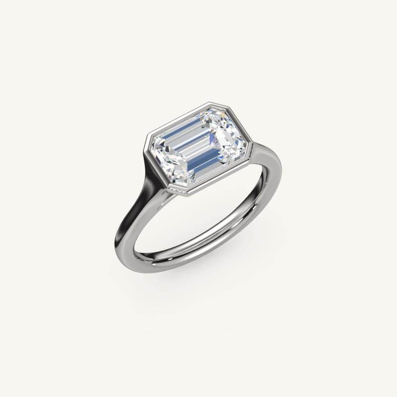 The Lunea – Floating Bezel Solitaire Engagement Ring (E-W)