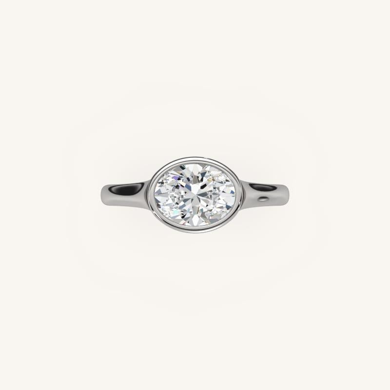 The Lunea – Floating Bezel Solitaire Engagement Ring (E-W)